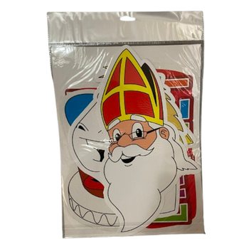 SINTERKLAAS SINT & PIET - 4 R&Eacute;SZES, K&Eacute;TOLDALAS DEKOR&Aacute;CI&Oacute;S T&Aacute;BLA K&Eacute;SZLET (6 db)