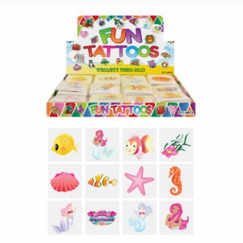FUN TETOVÁLÁS - MODELL: SELLŐ / MERMAID, 12 Tetoválás csomagonként DISPLAY-BEN (48 cs.)