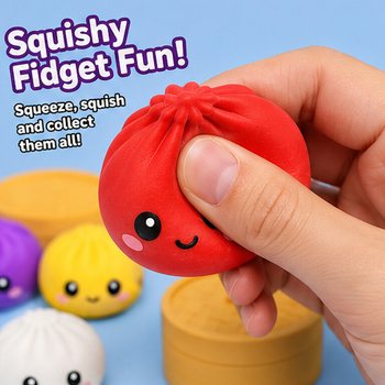 RAGE - Squishy SUGAR EDITION Gomb&oacute;c Dumplings NAGY (8.5 x 8.5 x 4.8 cm) - Viral 2026 Fidget Toy (12 db)