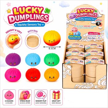 RAGE - LUCKY DUMPLINGS - Squishy Bun Dumplings NAGY Méret: 8.5 x 8.5 x 4.8 Cm - DISPLAYBEN (12 db)