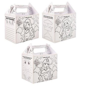 Színezhető Hercegnős Menübox / Gyerekmenü Doboz - 14 x 9,5 x 18 cm (24 db)