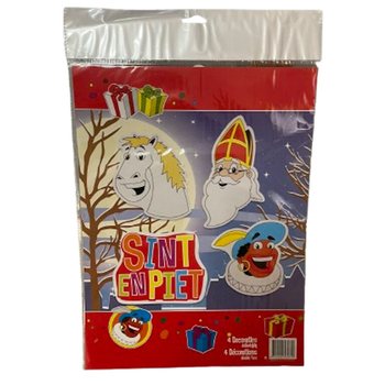 SINTERKLAAS SINT & PIET - 4 R&Eacute;SZES, K&Eacute;TOLDALAS DEKOR&Aacute;CI&Oacute;S T&Aacute;BLA K&Eacute;SZLET (6 db)