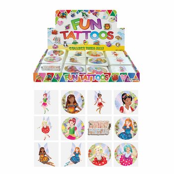 FUN TATTOO’S - MODELL: TÜNDÉR / FAIRY, Minden csomagban 12x Tetoválás DISPLAY-BEN (48 db)