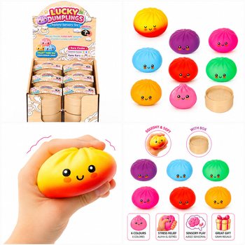 RAGE - LUCKY DUMPLINGS - Squishy Bun Dumplings NAGY M&eacute;ret: 8.5 x 8.5 x 4.8 Cm - DISPLAYBEN (12 db)
