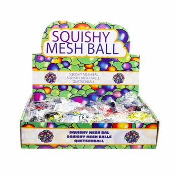 SQUISHY LABDA - &Aacute;tm&eacute;rő: 5 CM - &Eacute;L&Eacute;NK SZ&Iacute;NEK MIXBEN, DISPLAY-BEN (24 db)