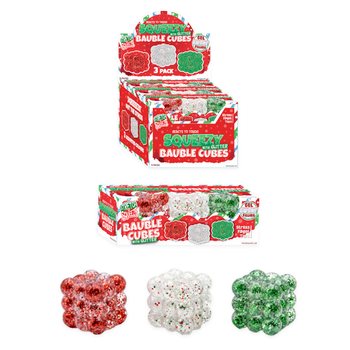 Squeezy Glitter Bauble Cubes - Csillámos nyomkodós kocka szett (3 db) cukor töltettel - Displayben (6 szett)