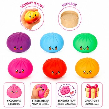 RAGE - LUCKY DUMPLINGS - Squishy Bun Dumplings NAGY M&eacute;ret: 8.5 x 8.5 x 4.8 Cm - DISPLAYBEN (12 db)
