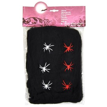 Fekete Pókháló Halloweenre 100g 6 Pókkal (6 db)