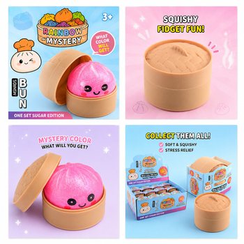 RAGE - Squishy SUGAR EDITION Gomb&oacute;c Dumplings KICSI (5.3 x 5.3 x 4.1 Cm) Viral 2026 Fidget Toy (24 db)