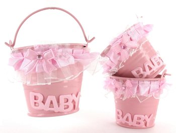 DEKORÁCIÓS VÖDÖR - BABA RÓZSASZÍN (12 db)