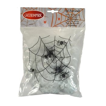 Halloween Dekoratív Pókháló 2 Pókkal (4 db)