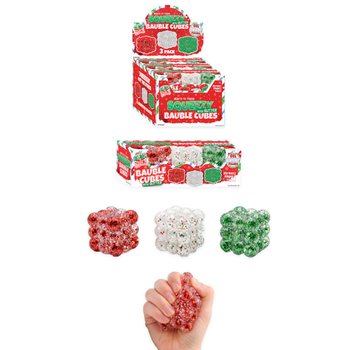 Squeezy Glitter Bauble Cubes - Csill&aacute;mos nyomkod&oacute;s kocka szett (3 db) cukor t&ouml;ltettel - Displayben (6 szett)