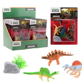 ANIMAL WORLD - Dinoszaurusz J&aacute;t&eacute;kk&eacute;szlet 8 r&eacute;szes - Displayben (12 db)