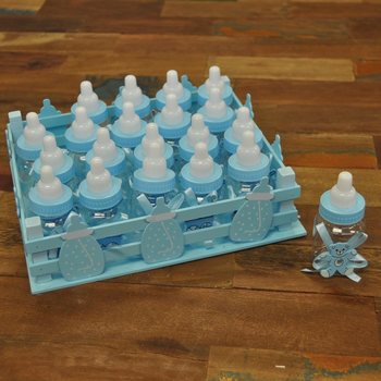 Dekorációs Rekesz 20 db Mini Cumisüveggel - Kék