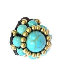 Ibiza stílusú gyűrű türkizkék kővel | Boho gyűrű