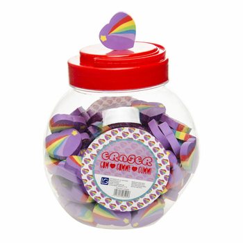 Szivárvány Szív Radír Tégelyben (100 db)