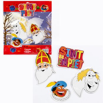 SINTERKLAAS SINT & PIET - 4 R&Eacute;SZES, K&Eacute;TOLDALAS DEKOR&Aacute;CI&Oacute;S T&Aacute;BLA K&Eacute;SZLET (6 db)
