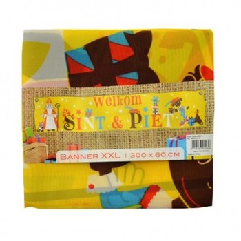 SINTERKLAAS & PIET &Uuml;DV&Ouml;ZLŐ BANNER XXL 300 X 60 CM (7 db)