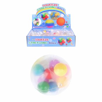 Nyomkodós labda Ø6cm pomponokkal (12 darabos display)