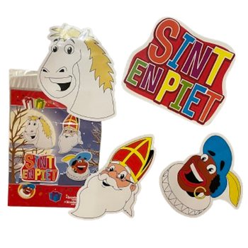SINTERKLAAS SINT & PIET - 4 RÉSZES, KÉTOLDALAS DEKORÁCIÓS TÁBLA KÉSZLET (6 db)