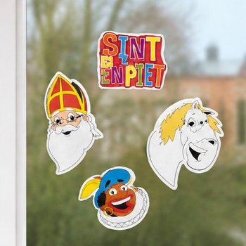 SINTERKLAAS SINT & PIET - 4 R&Eacute;SZES, K&Eacute;TOLDALAS DEKOR&Aacute;CI&Oacute;S T&Aacute;BLA K&Eacute;SZLET (6 db)