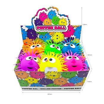 PUFFER LABDA SZEMEKKEL - 13CM - DISPLAYBEN (12 db)