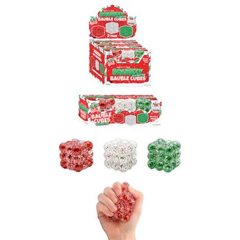 Squeezy Glitter Bauble Cubes - Csill&aacute;mos nyomkod&oacute;s kocka szett (3 db) cukor t&ouml;ltettel - Displayben (6 szett)