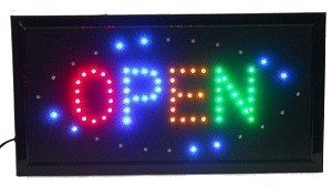 LED Rekl&aacute;mt&aacute;bla OPEN - 4 Sz&iacute;n - Villog&oacute;