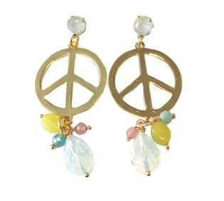 Ibiza St&iacute;lus&uacute; F&uuml;lbeval&oacute; Arany Peace Feh&eacute;r Krist&aacute;ly (1 db)