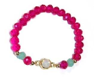 Ibiza St&iacute;lus&uacute; Kark&ouml;tő Fuchsia-T&uuml;rkizk&eacute;k Straszkővel (1 db)