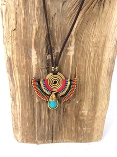 HANDMADE ORIGINALS Nyakl&aacute;nc Bluestone kővel Piros/Barna (1 db)
