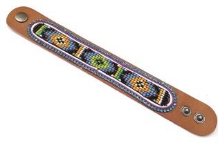 Bőr kark&ouml;tő Aztec K&eacute;k Strassz (1 db)