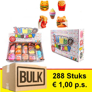 *** BULK AJ&Aacute;NLAT *** JUMBO SQUISHY Display-ben (288 db) - SL&Aacute;GER!