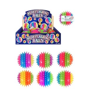 NAGY NEON SPIKEY VIL&Aacute;G&Iacute;T&Oacute; PATTOG&Oacute; LABD&Aacute;K, 7,5 cm. DISPLAYBEN (12 db)