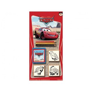 Nagy Disney Cars Sz&iacute;nező &eacute;s Nyomd&aacute;z&oacute; K&eacute;szlet Kartonon (24 db)
