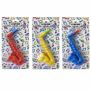 J&aacute;t&eacute;k Szaxofon - 16 cm - Vegyes Sz&iacute;nek - 12 db K&aacute;rty&aacute;n