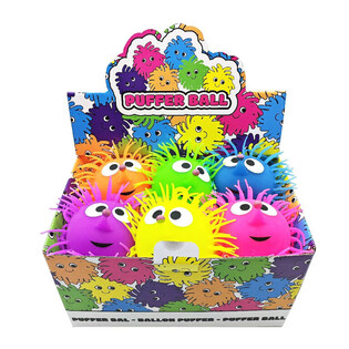 PUFFER LABDA SZEMEKKEL - 13CM - DISPLAYBEN (12 db)