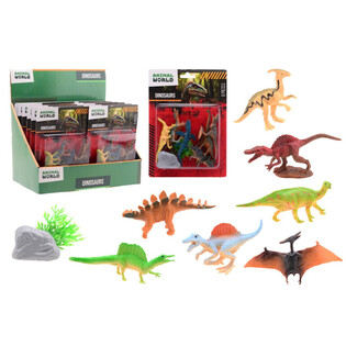 ANIMAL WORLD - Dinoszaurusz J&aacute;t&eacute;kk&eacute;szlet 8 r&eacute;szes - Displayben (12 db)