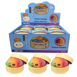 RAGE - RAINBOW Squishy Bun Dumplings NAGY (8.5 x 8.5 x 4.8 Cm) - Viral 2026 Fidget J&aacute;t&eacute;k (12db)