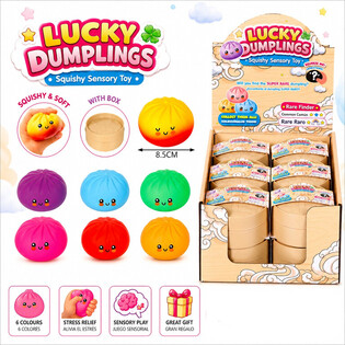 RAGE - LUCKY DUMPLINGS - Squishy Bun Dumplings NAGY M&eacute;ret: 8.5 x 8.5 x 4.8 Cm - DISPLAYBEN (12 db)